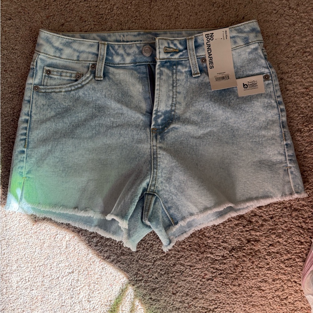 No Boundaries Blue Jean Shorts Distressed Cut-Off Style
